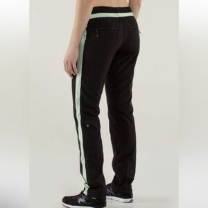 Lululemon Athletica Run Bandit Black and Mint Track Pants